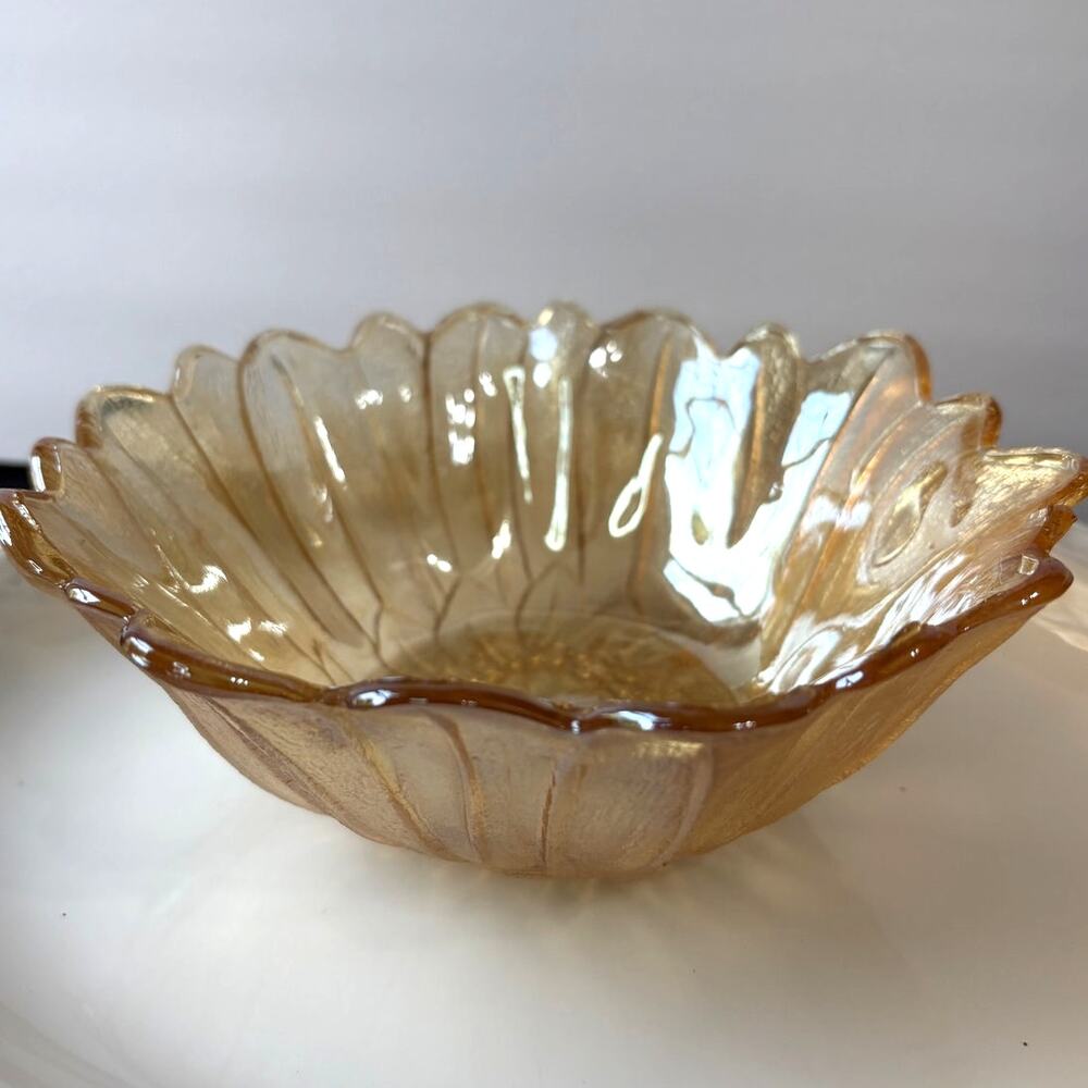 Vintage Indiana Carnival Marigold Glass Sunflower Bowl